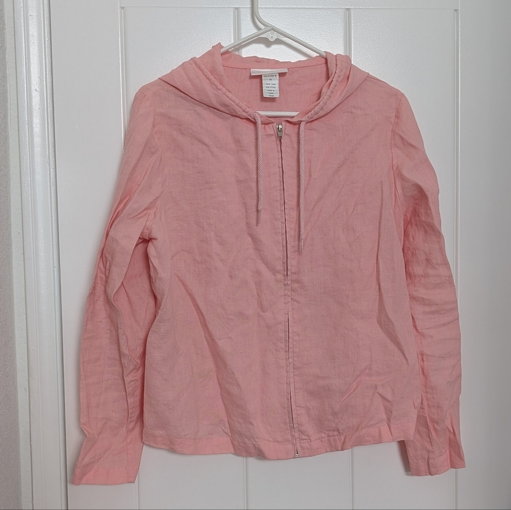 Chadwick's Pink Hooded Lightweight Jacket 100% Linen